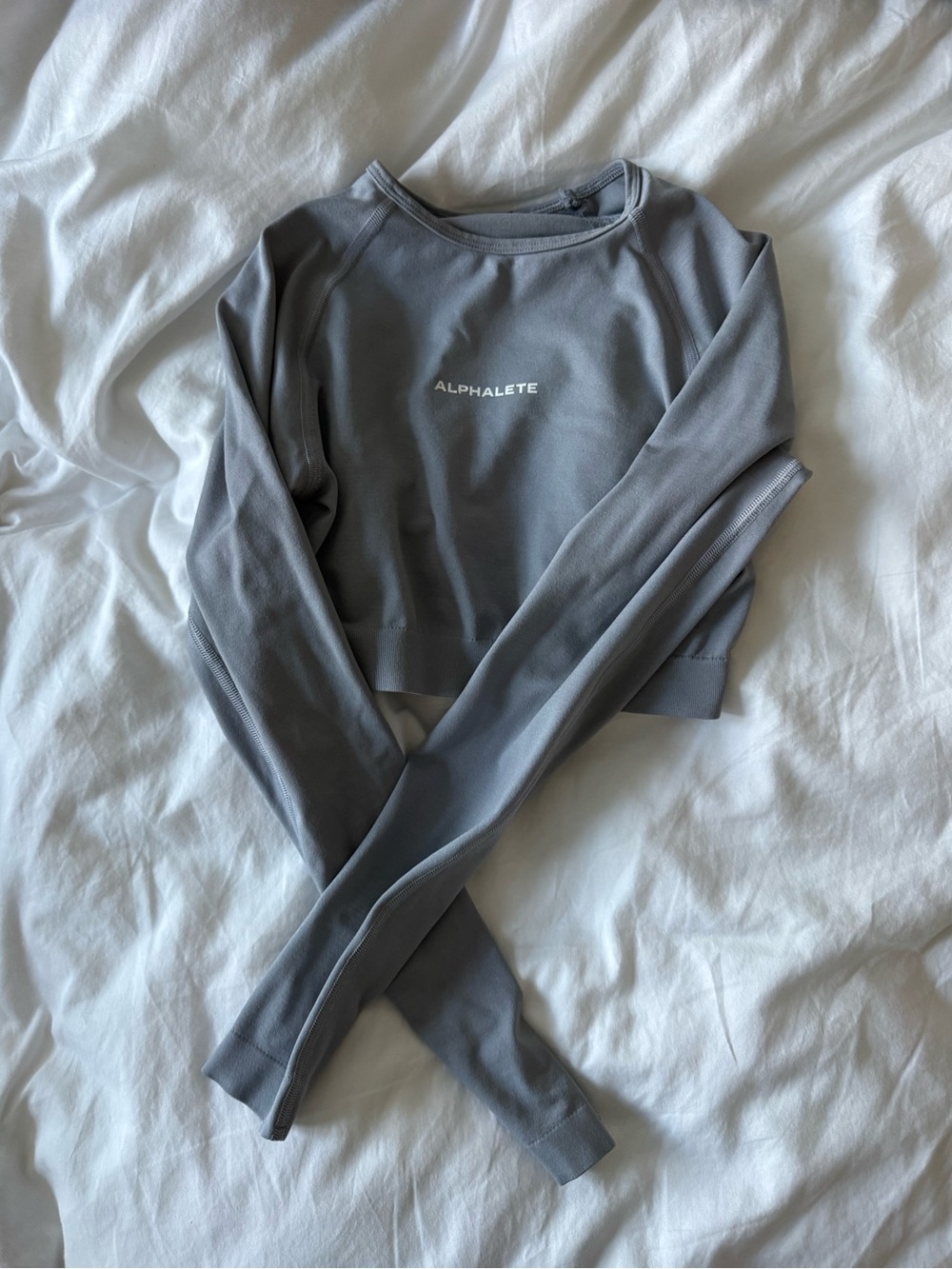 Alphalete Slate Gray Cropped Long Sleeve Top